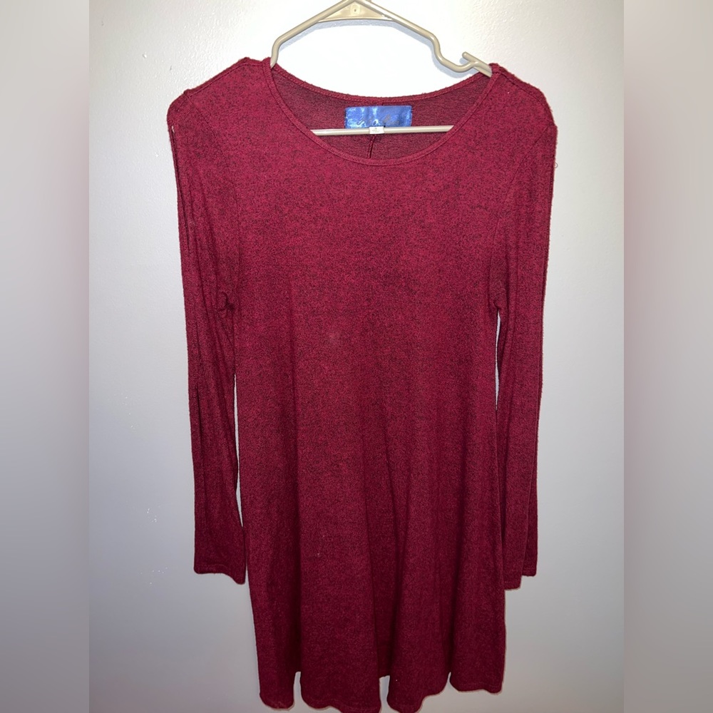 Maroon Long Sleeve Dress